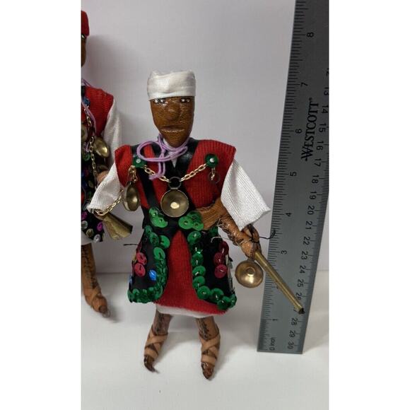 3 Vintage Moroccan Folk Art Doll, Handmade Leather Moroccan Doll- Beautiful-‎ - Picture 13 of 16